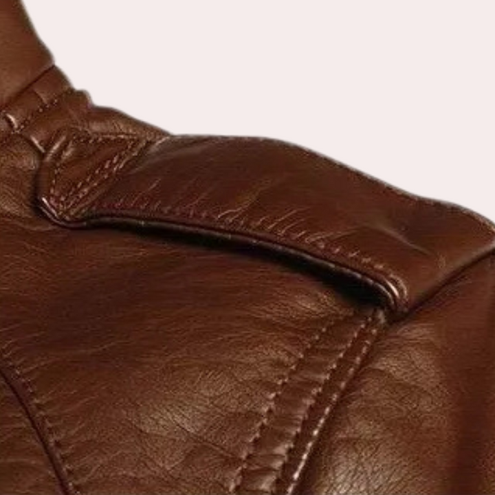 Men's Slim Fit Leather Jacket – Detail View