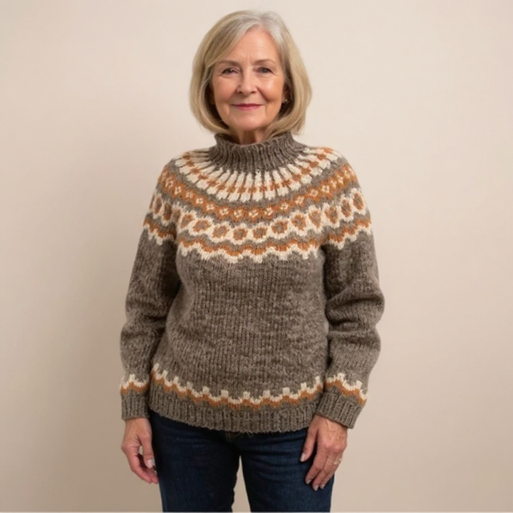 TOVE | WOMEN'S FAIR ISLE SWEATER MOCK NECK NORDIC KNIT PULLOVER 5
