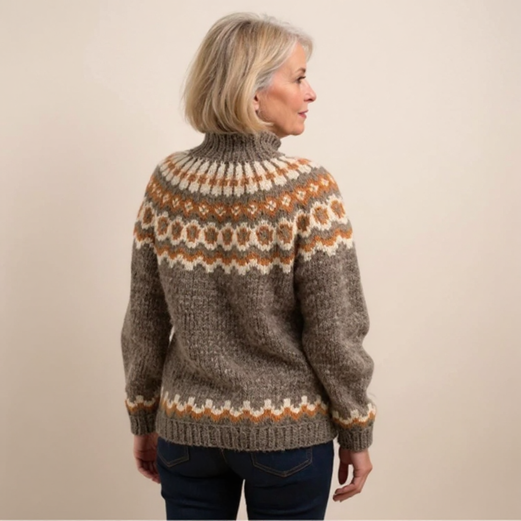 TOVE | WOMEN'S FAIR ISLE SWEATER MOCK NECK NORDIC KNIT PULLOVER 9