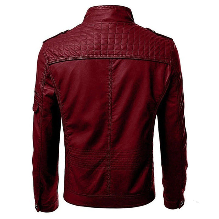 Men's Quilted Leather Moto Jacket – Detail View