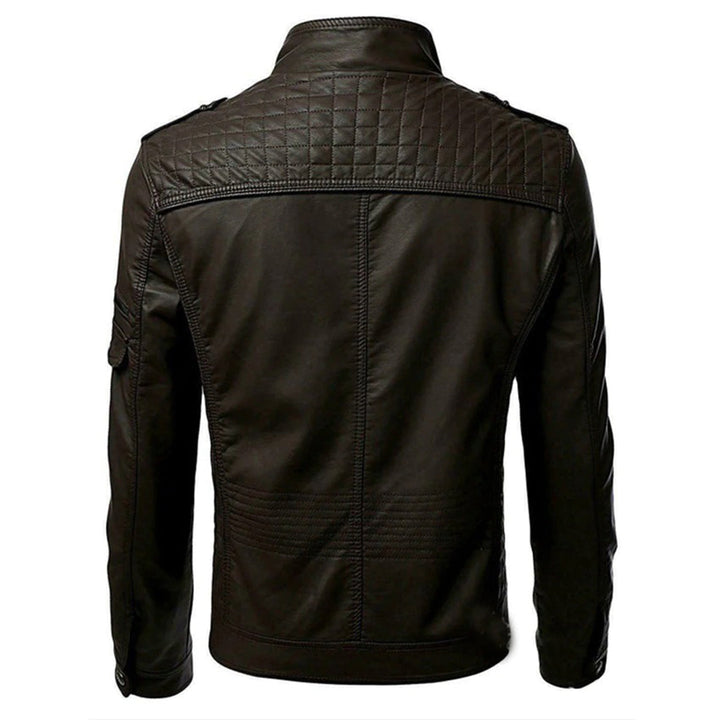 Men's Quilted Leather Moto Jacket – Detail View
