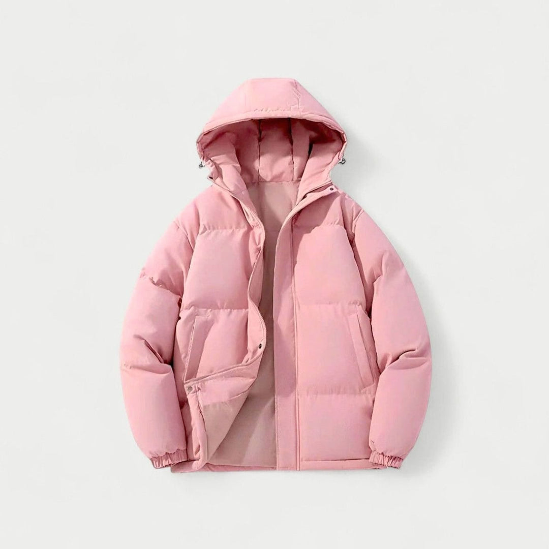 Women's Plus Size Hooded Puffer Jacket – Pink