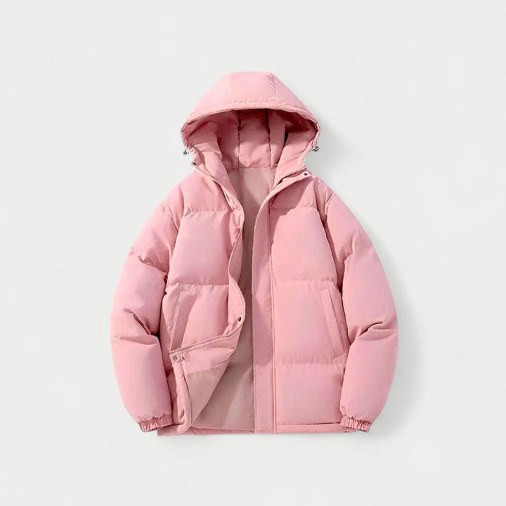 Women's Plus Size Hooded Puffer Jacket – Pink