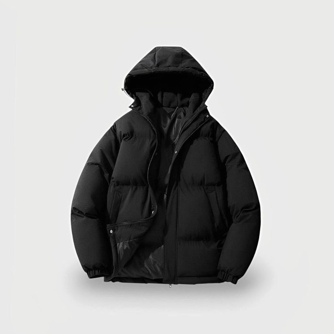Women's Plus Size Hooded Puffer Jacket – Black