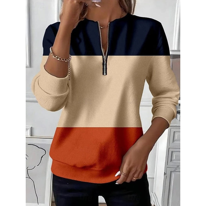 URBANIE | WOMEN'S QUARTER ZIP SWEATSHIRT LONG SLEEVE TOP 1