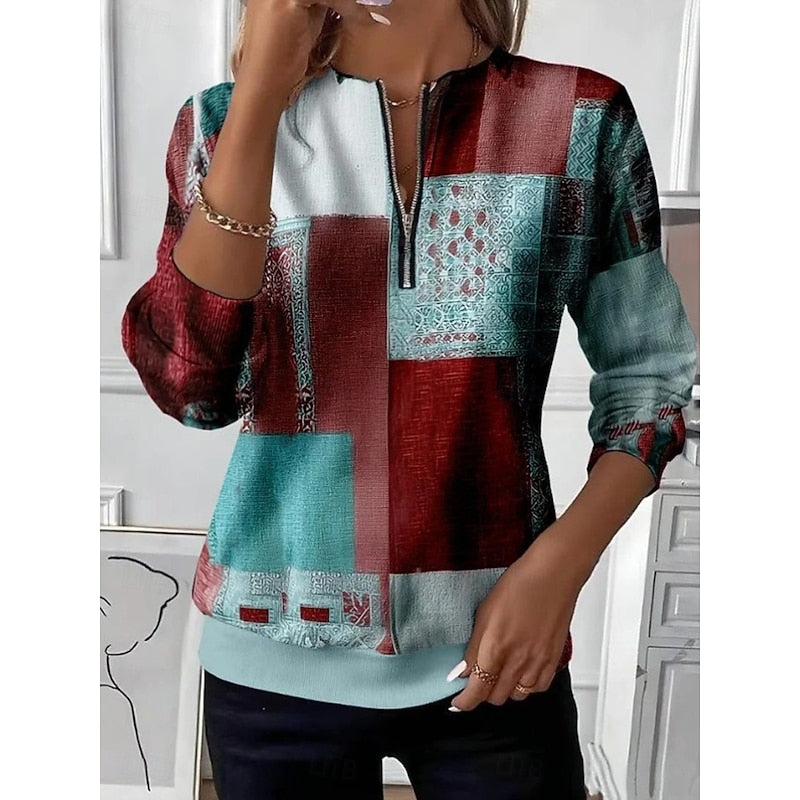 URBANIE | WOMEN'S QUARTER ZIP SWEATSHIRT LONG SLEEVE TOP 2