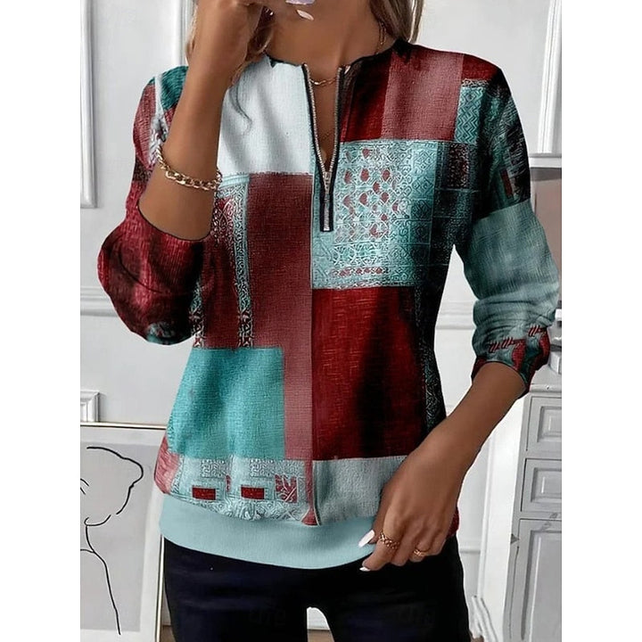 URBANIE | WOMEN'S QUARTER ZIP SWEATSHIRT LONG SLEEVE TOP 2