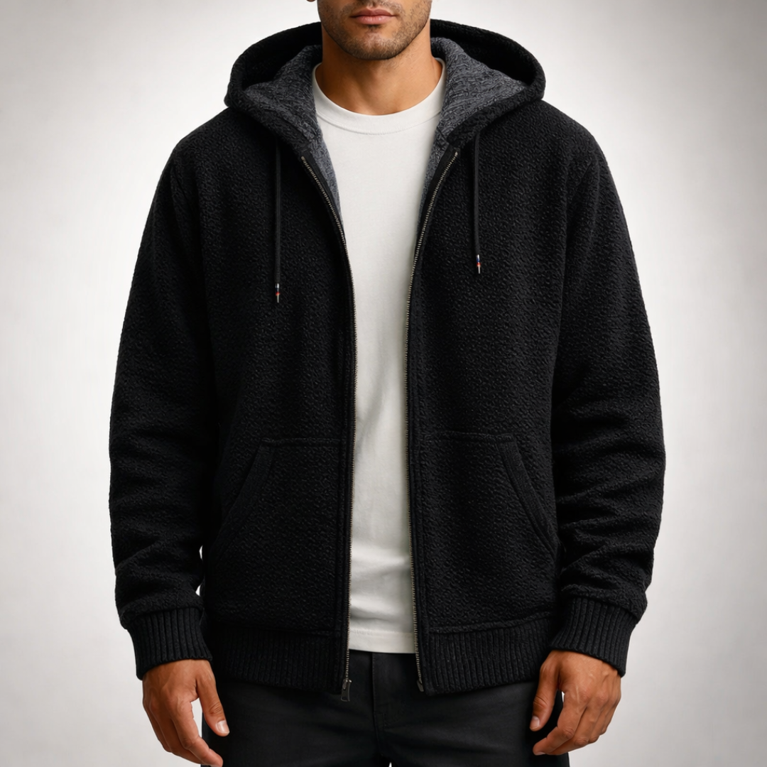 VALENTIN | MEN'S FLEECE LINED HOODIE FULL ZIP KNIT JACKET 3