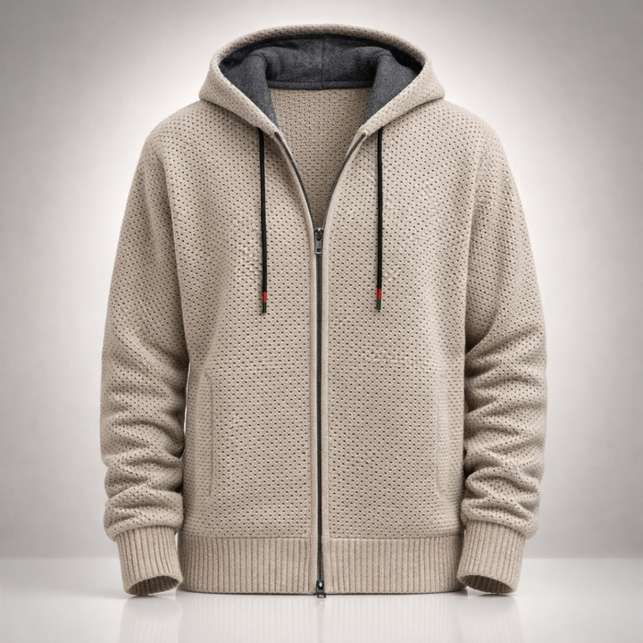 VALENTIN | MEN'S FLEECE LINED HOODIE FULL ZIP KNIT JACKET 5