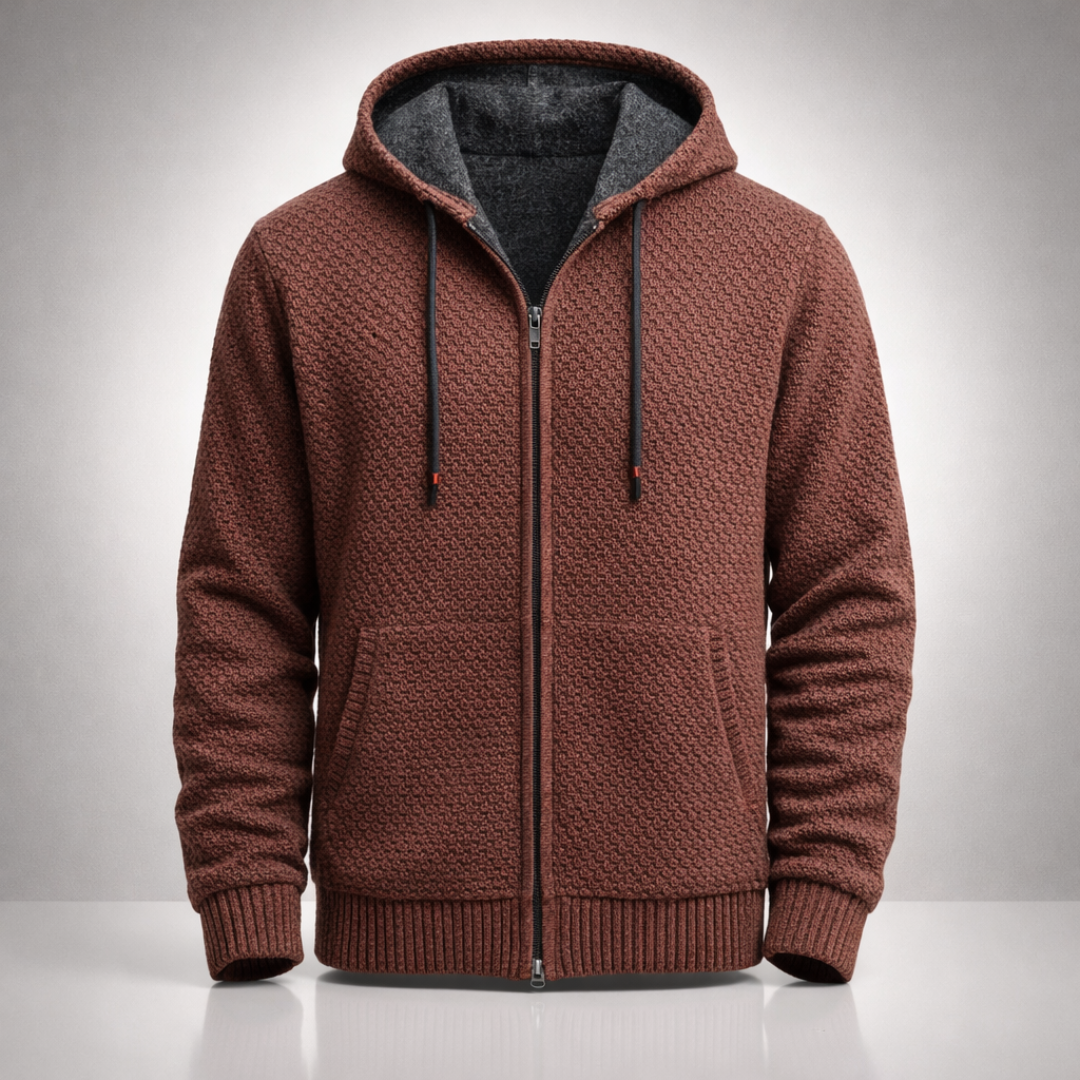 VALENTIN | MEN'S FLEECE LINED HOODIE FULL ZIP KNIT JACKET 6