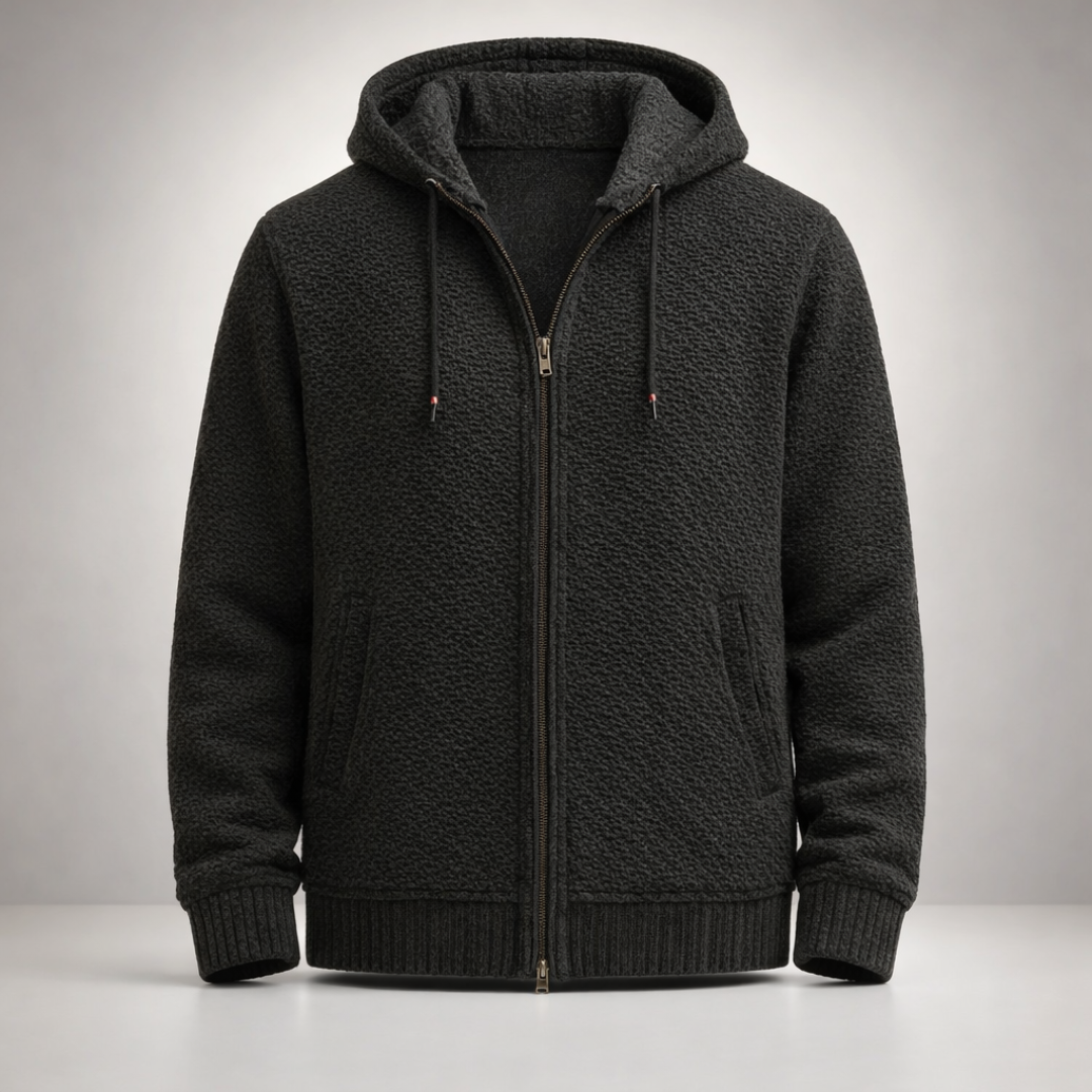 VALENTIN | MEN'S FLEECE LINED HOODIE FULL ZIP KNIT JACKET 7