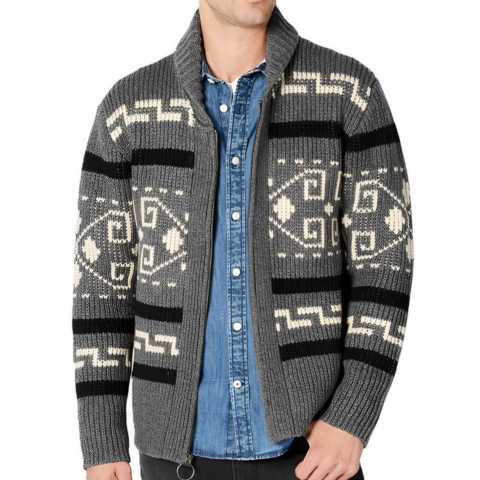 VICTOR | MEN'S AZTEC SOUTHWESTERN PATTERNED CARDIGAN SHAWL COLLAR 2