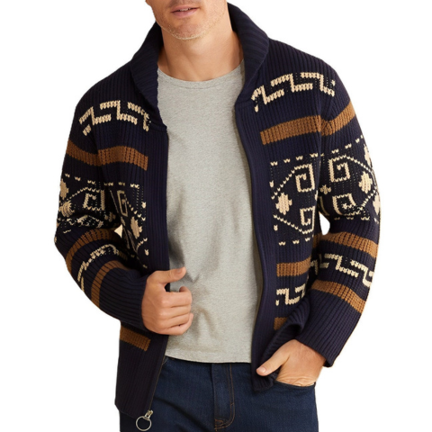 VICTOR | MEN'S AZTEC SOUTHWESTERN PATTERNED CARDIGAN SHAWL COLLAR 3