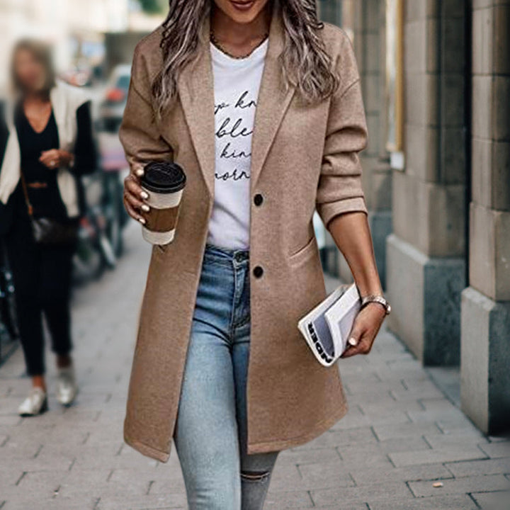 Women's Long Blazer Coat – Khaki