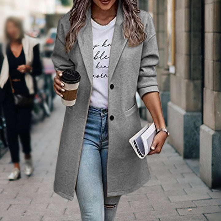 Women's Long Blazer Coat – Gray