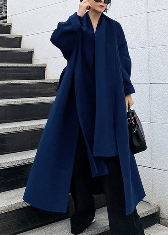 Women's Wool Maxi Scarf Coat – Detail View