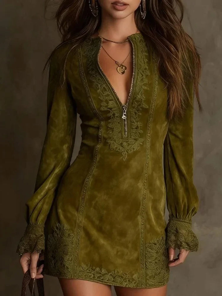 Vivienne - Chic Lace Long Sleeve Fall Mini Dress 3