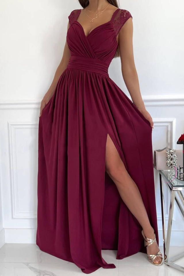 WILHELMINA - DRAPED SLIT MAXI DRESS 1