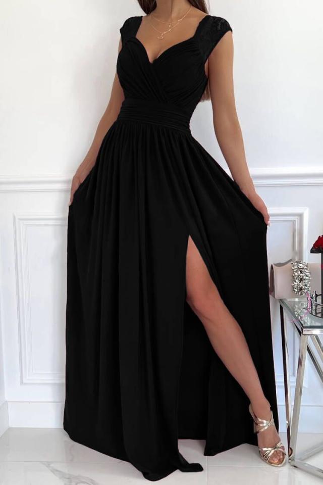 WILHELMINA - DRAPED SLIT MAXI DRESS 3