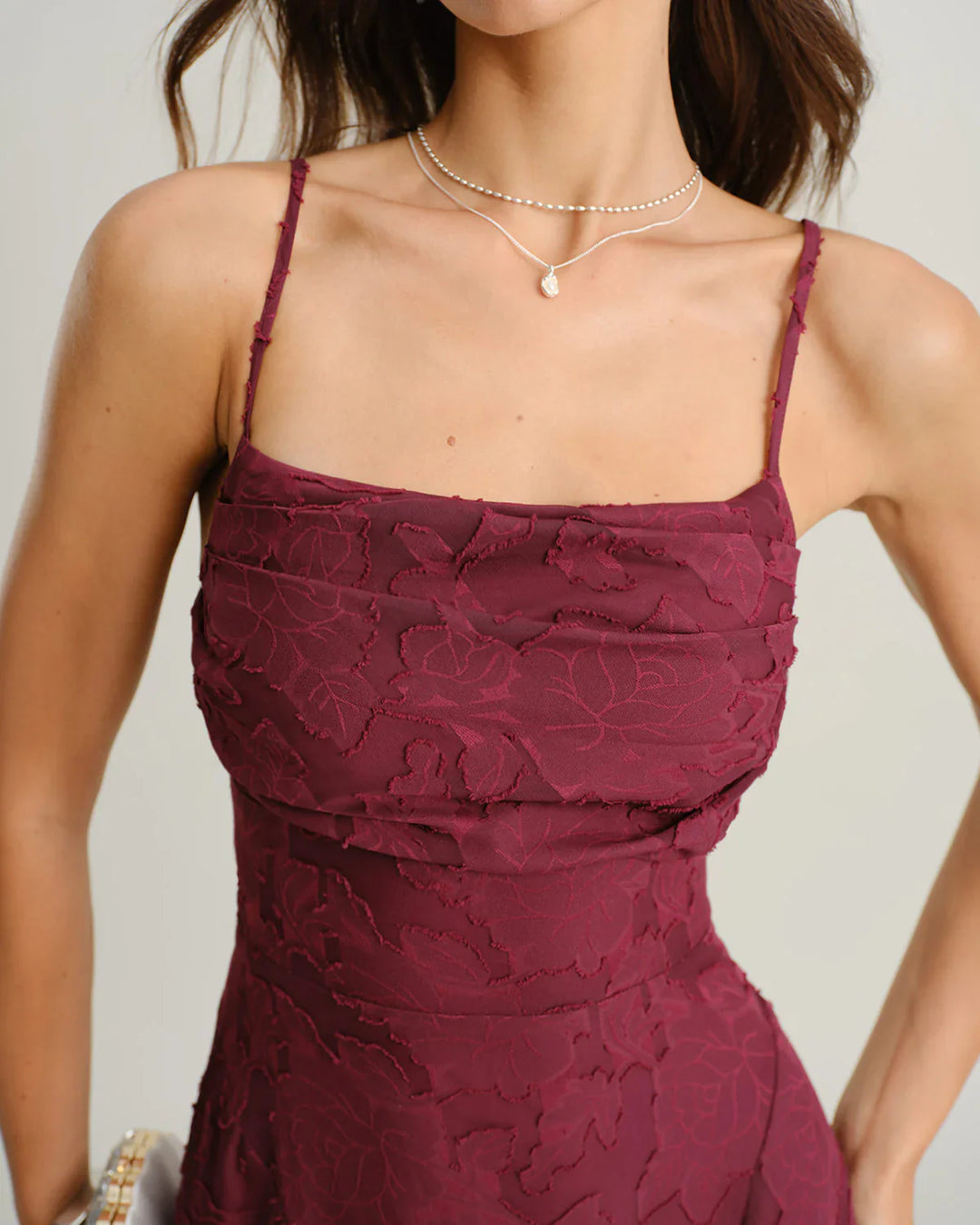 ELARA – JACQUARD SLIP BACKLESS MAXI DRESS