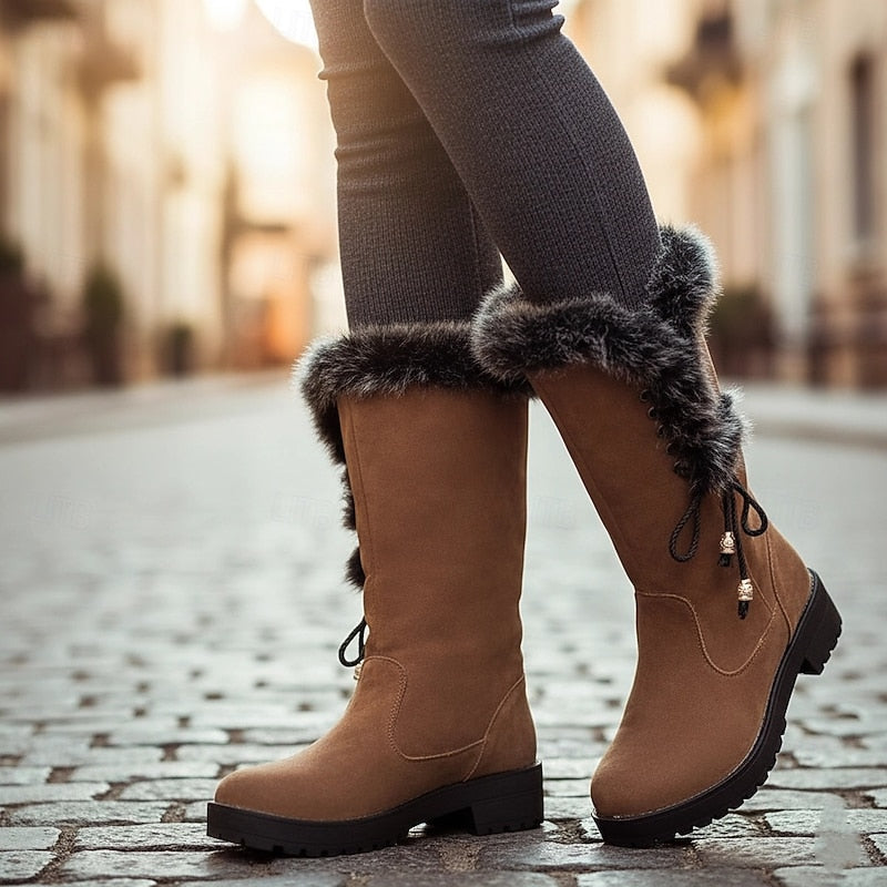 Women's Faux Fur Lined Snow Boots – Camel