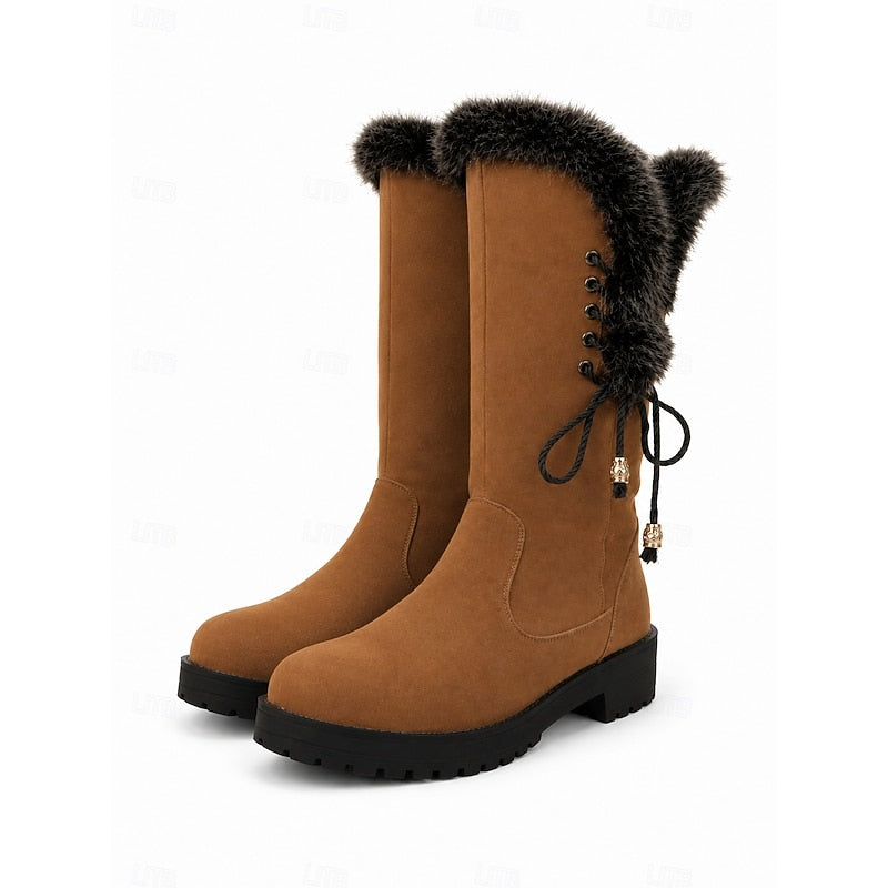 Women's Faux Fur Lined Snow Boots – Detail View