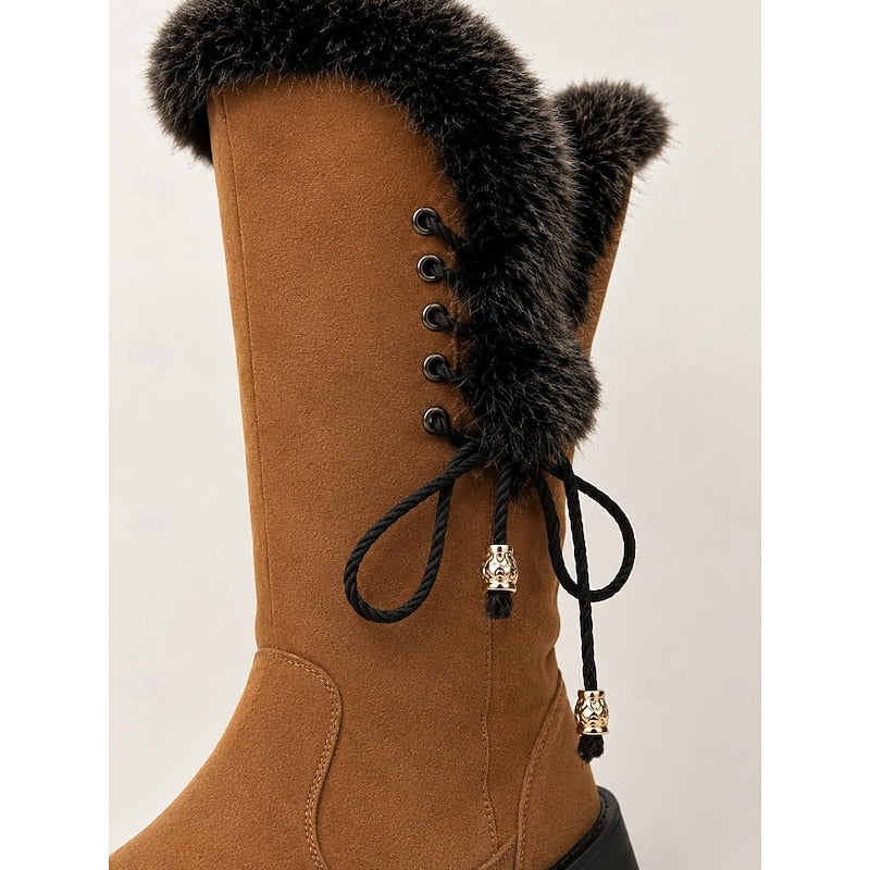 Women's Faux Fur Lined Snow Boots – Detail View