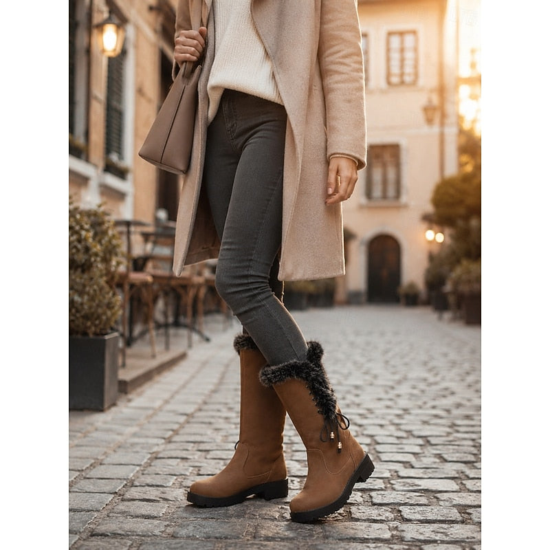Women's Faux Fur Lined Snow Boots – Detail View