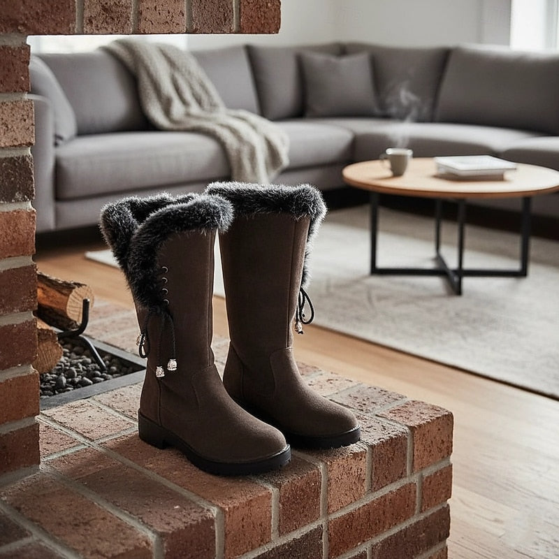 Women's Faux Fur Lined Snow Boots – Brown