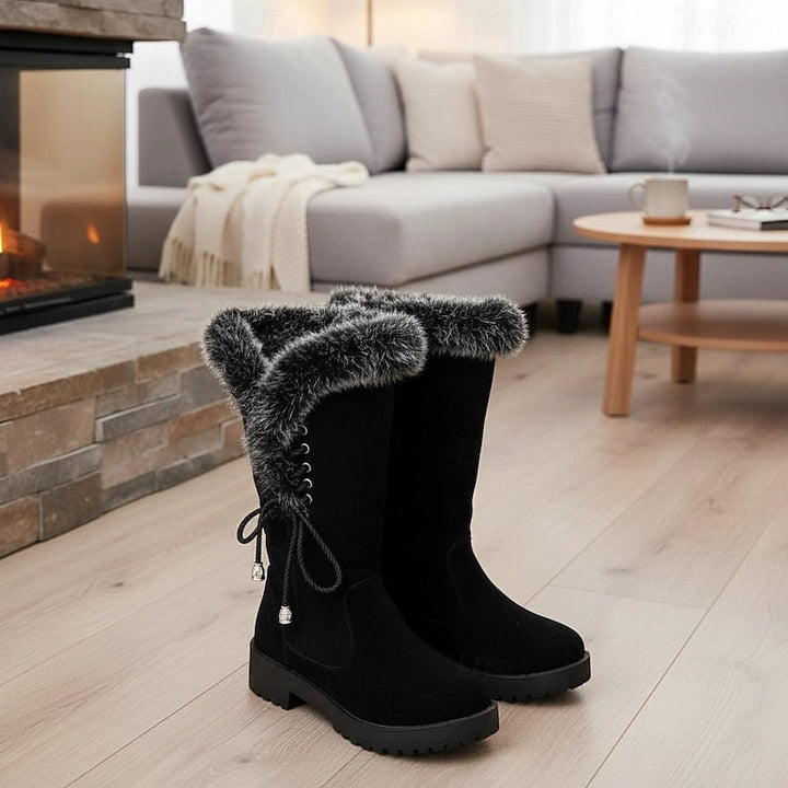 Women's Faux Fur Lined Snow Boots – Black