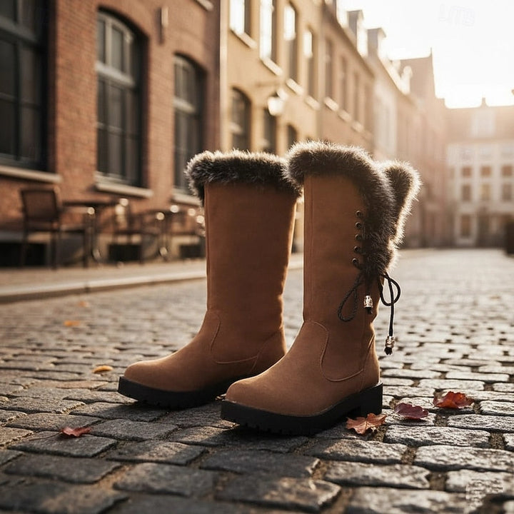Women's Faux Fur Lined Snow Boots – Detail View