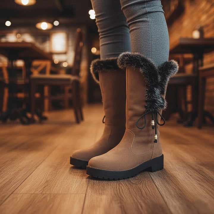 Women's Faux Fur Lined Snow Boots – Detail View
