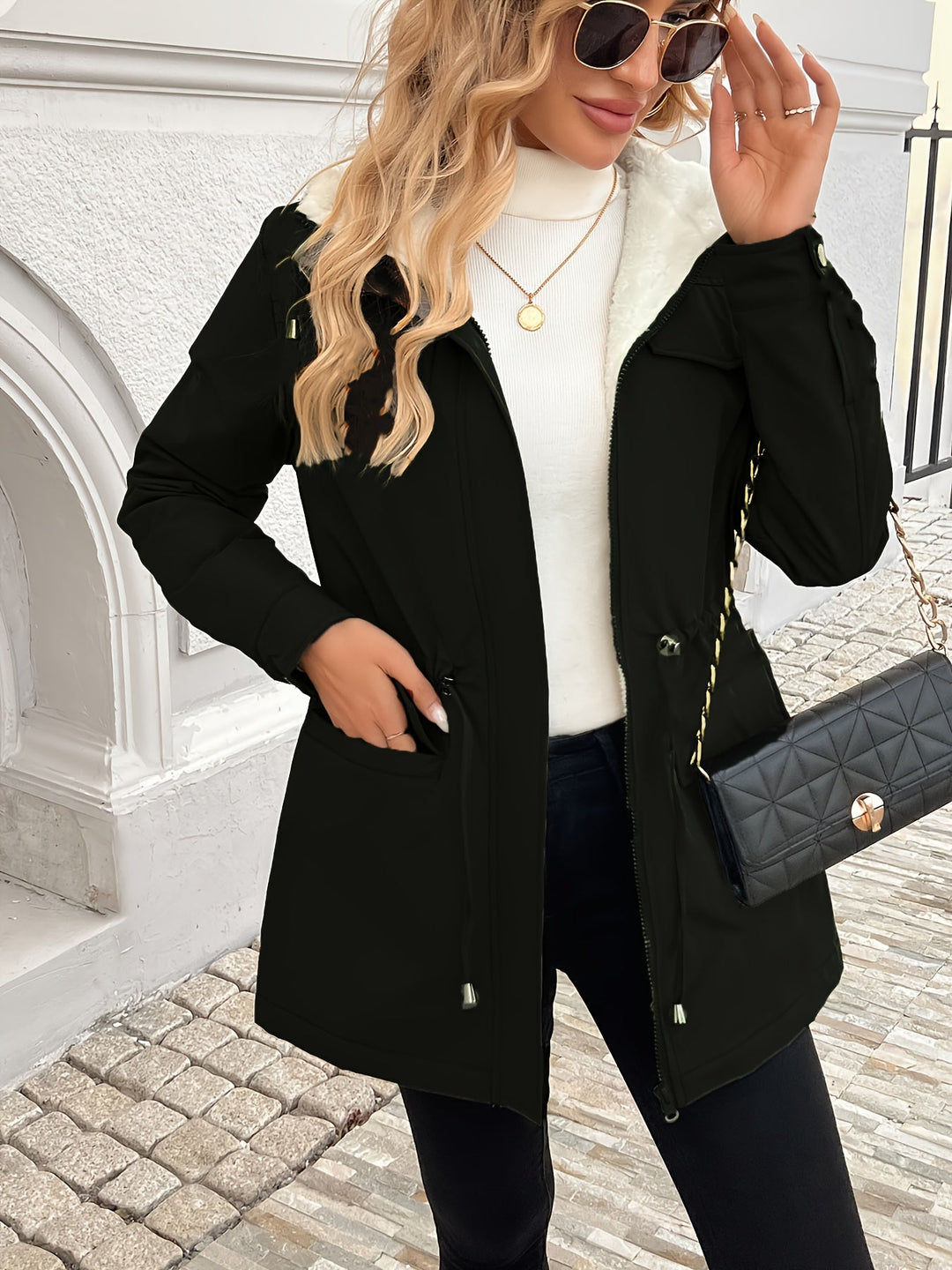 YVELINE | WOMEN'S SHERPA LINED HOODED WINTER JACKET PARKA 5