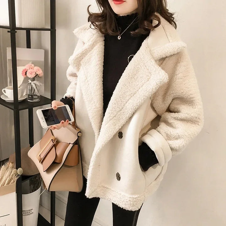 YVETTE | WOMEN'S FAUX SHEARLING JACKET OVERSIZED AVIATOR SHERPA 1