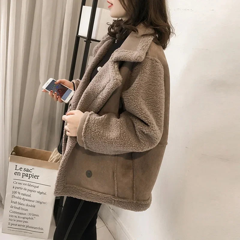 YVETTE | WOMEN'S FAUX SHEARLING JACKET OVERSIZED AVIATOR SHERPA 2