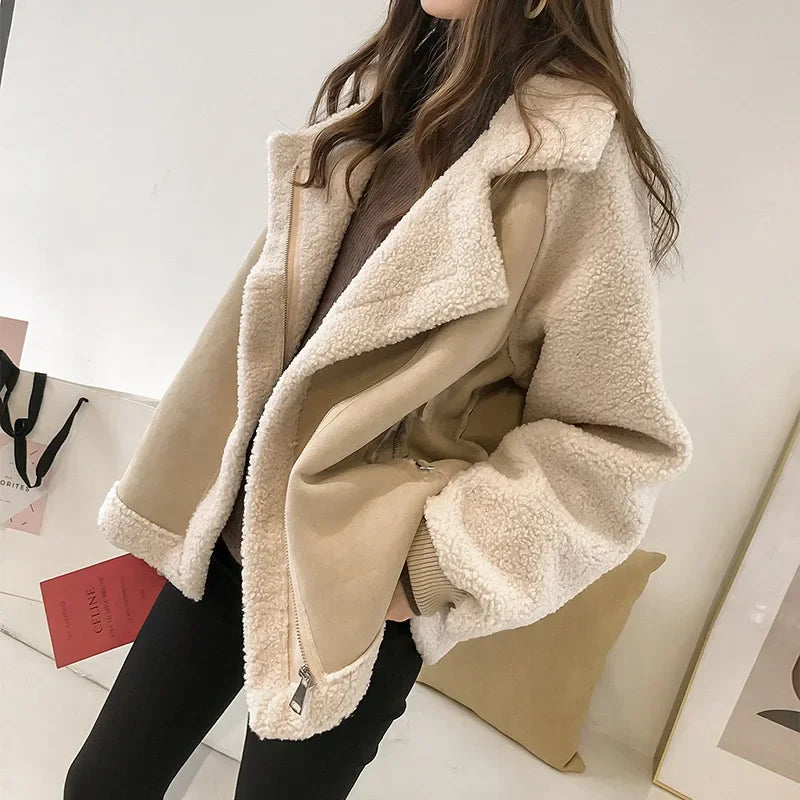 YVETTE | WOMEN'S FAUX SHEARLING JACKET OVERSIZED AVIATOR SHERPA 8