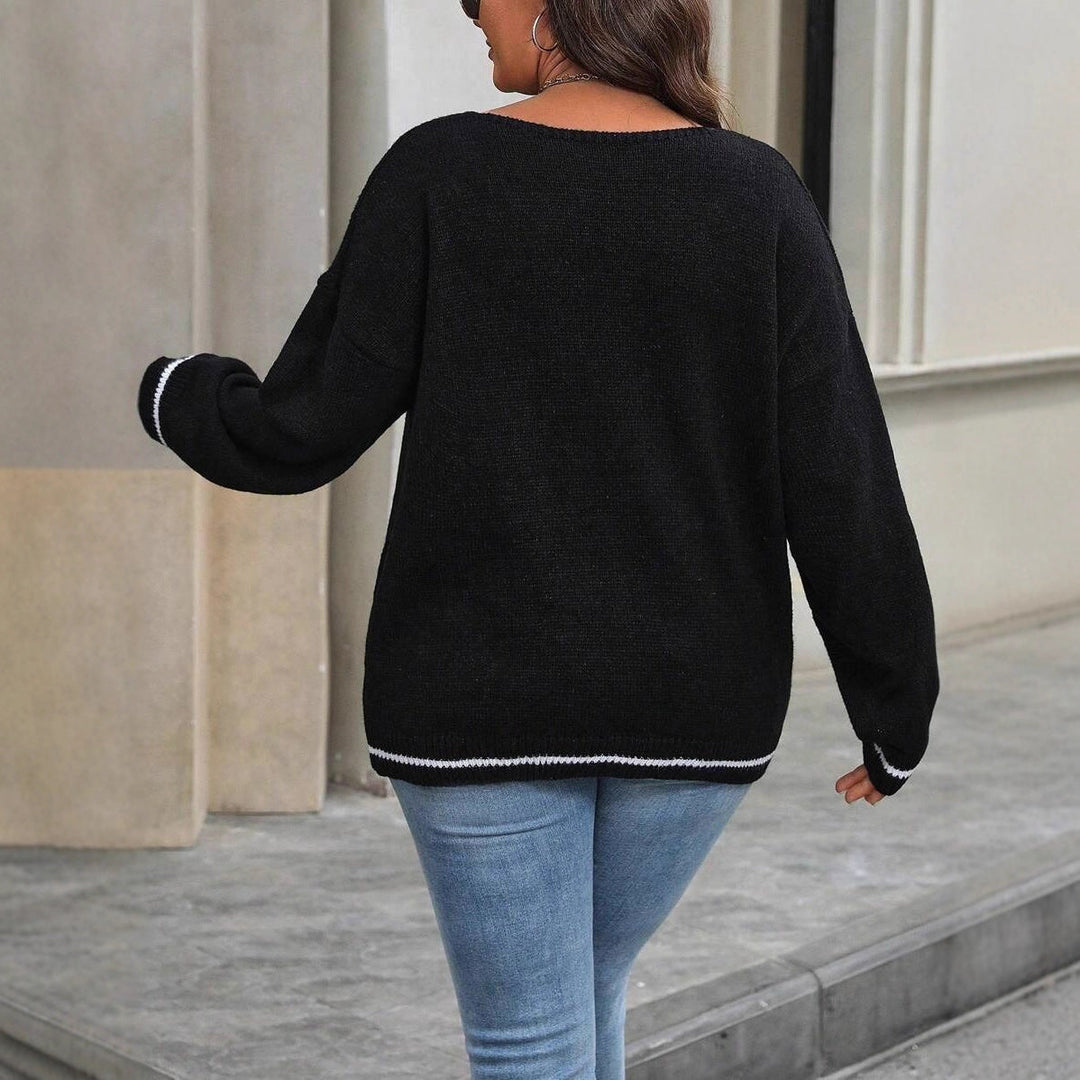 ZELIE | WOMEN'S HALLOWEEN SWEATER V NECK KNIT OVERSIZED 4