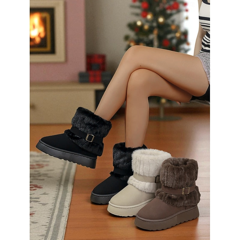 Women's Platform Faux Fur Snow Boots – Detail View