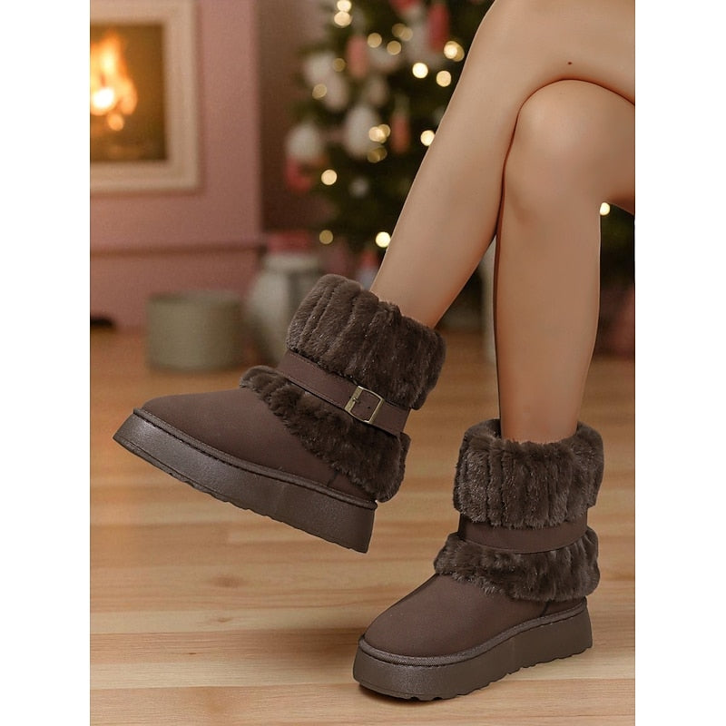 Women's Platform Faux Fur Snow Boots – Detail View