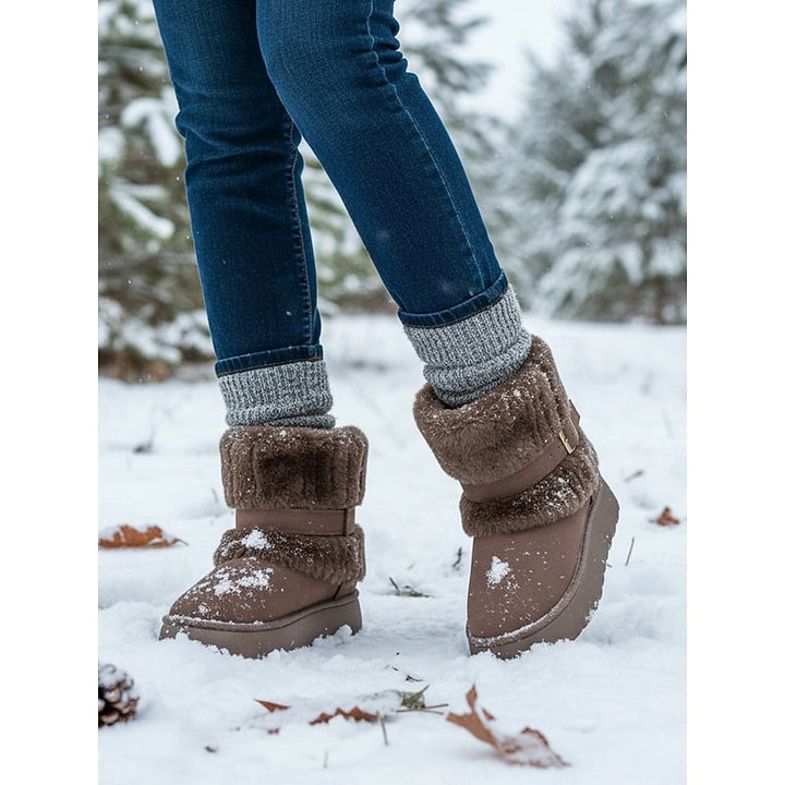 Women's Platform Faux Fur Snow Boots – Detail View