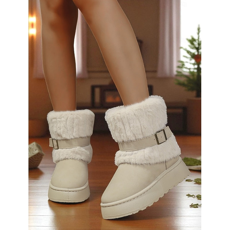 Women's Platform Faux Fur Snow Boots – Detail View